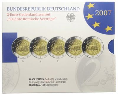 2 Euro Gedenkmünzen-Set 2007 Römische Verträge
