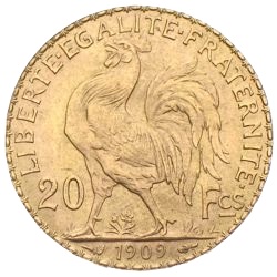 20 Francs Goldmünze Hahn