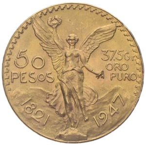 50 Pesos Mexiko 37,5 gr oro puro 1947 Centenario