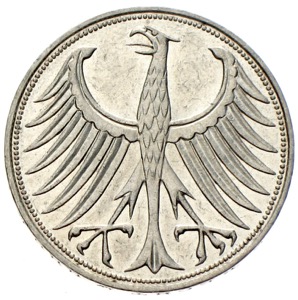 5 DM 1958 J Deutsche Mark