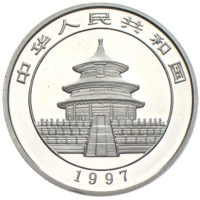 China Panda 5 Yuan 1997 1/2 Unze Silber
