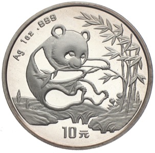 China Panda 10 Yuan 1994 Silberunze