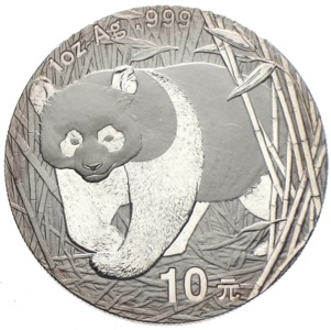 China Panda 10 Yuan 2002 Silberunze