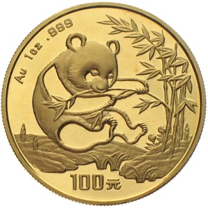 China Panda 1994 100 Yuan 1 Unze Gold