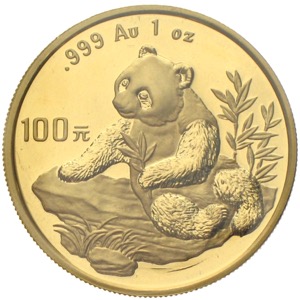 China Panda 1998 100 Yuan 1 Unze Gold