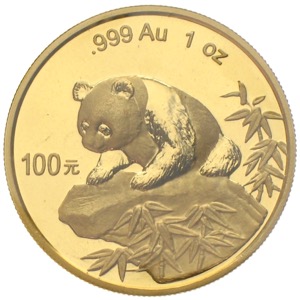 China Panda 1999 100 Yuan 1 Unze Gold
