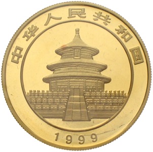 China Panda 1999 100 Yuan Unze Gold