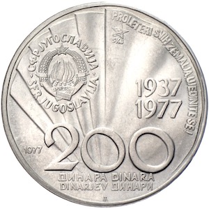 Jugoslawien 200 Dinara Tito 85. Geburtstag 1977
