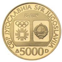 Jugoslawien 5000 Dinar Gold Sarajevo 1984