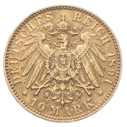 10 Mark Sachsen Albert Gold 1891