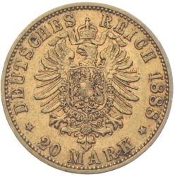 20 Mark Preussen Wilhelm 1888