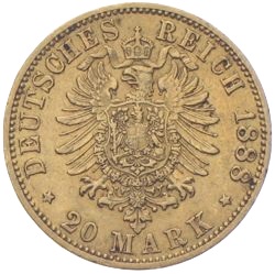 20 Mark Gold Wilhelm II Deutscher Kaiser König von Preussen 1888