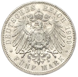 Universität Leipzig 1909 5 Reichsmark Silber