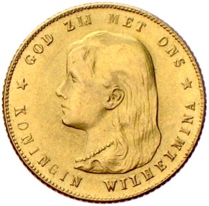 Niederlande 10 Gulden Gold 1897 Wilhelmina