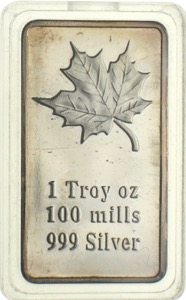 1 Troy OZ 100 mills 999 Silver Gold Barren