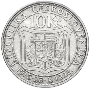 10 Kronen 1928 Gründung der Tschechoslowakei