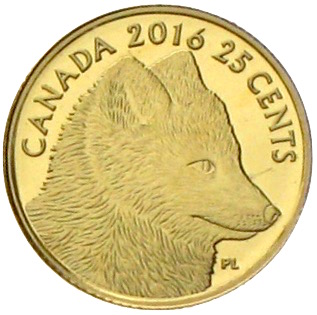 canada 25 cent gold predator vs. prey Polarfuchs 2016