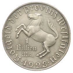 Notgeld Provinz Westfalen 1 Billion Mark 1923
