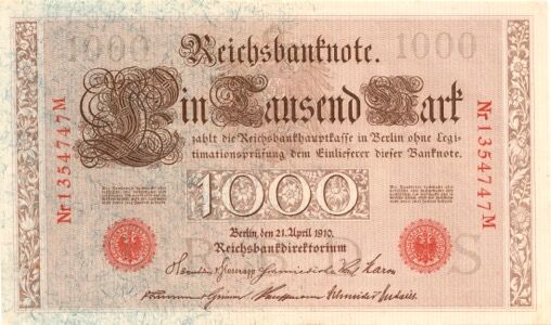1000 Mark Reichsbanknote 1910 Ein Tausend Mark