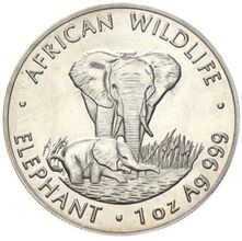 Silberunzen Afrikas - Zambia 5000 Kwacha African Wildlife Elephant