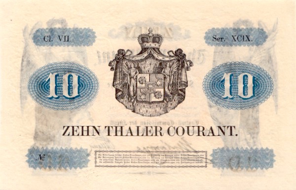 Schaumburg-Lippe Banknote 10 Taler Courant 1857