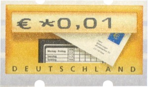 Automatenmarke der Deutschen Post 1 Cent