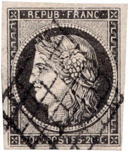 Frankreich Briefmarke Ceres 20 Centimes 1849