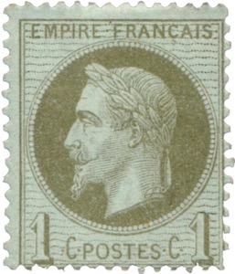 Briefmarke 1 Centime Napoléon III. 1863