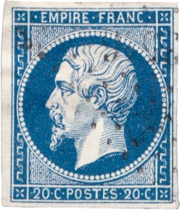 Briefmarke 20 Centimes Napoléon III. 1852