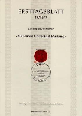 Marburg ETB Ersttagsblatt 450 Jahre Universität Marburg