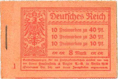 Markenheftchen Deutsches Reich Germania 1920 MH 14