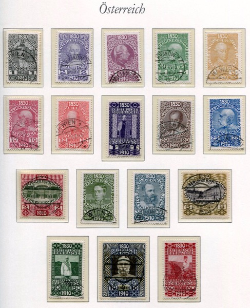 Österreich Briefmarken Satz 1910 Geburtstag Franz Joseph