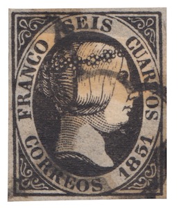 Spanien Briefmarke Isabell 1851