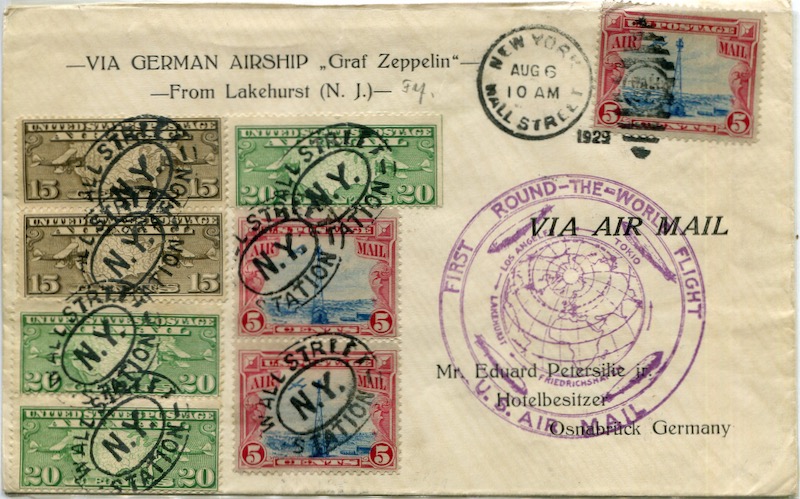 USA Luftpost Graf Zeppelin Weltflug 1929