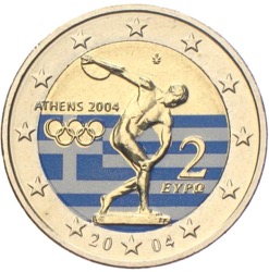2 Euro Griechenland Farbmünze 2004