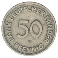 Fehlprägung 50 Pfennig Bank deutscher Lander 1950