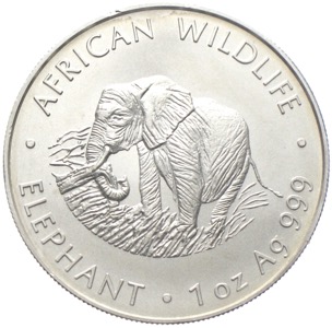 Silberunzen Afrikas - Zambia 5000 Kwacha African Wildlife 2000 Elefant