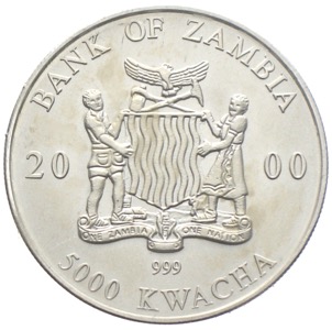 Silberunzen Afrikas - Zambia 5000 Kwacha African Wildlife 2000