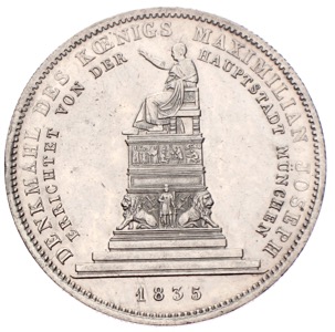 Geschichtstaler Bayern Ludwig I. Denkmal Maximilian Joseph 1835