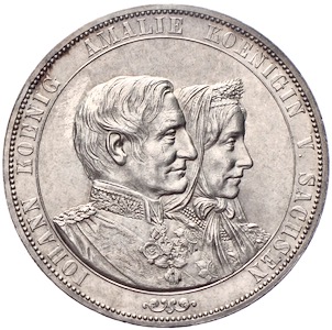 Johann + Amalie von Sachsen Vereinsdoppeltaler 1872