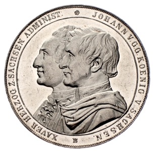 Sachsen Xaver Johann Bergacademie 1866 Jubelfeier  Medaille Silber