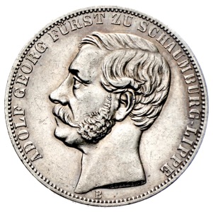 Vereinstaler  Adolf Georg Fürst zu Schaumburg-Lippe 1865 Ankauf von Talermünzen Altdeutschland