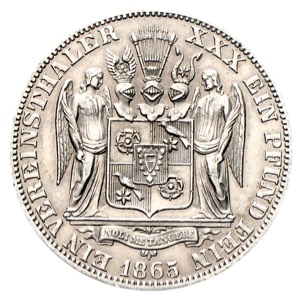 Vereinstaler Adolf Georg Fürst zu Schaumburg-Lippe 1865 Ankauf von altdeutschen Talern