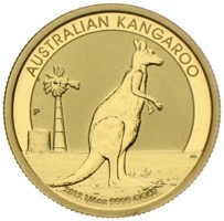 Australian Nugget Goldmünzen mit einem Känguru-Motiv.