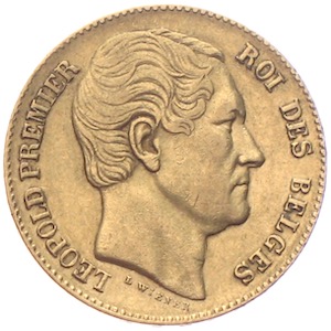 Belgien 20 Francs Leopold I. 1865
