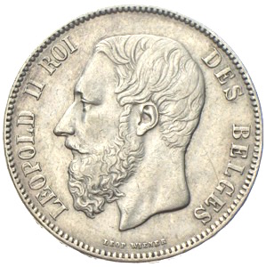 Königreich Belgien 5 Francs 1870 Leopold II. Roi des Belges