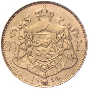 Belgien Albert 20 Francs 1914 