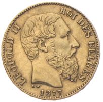 Belgien Leopold 20 Francs Goldmünze
