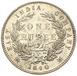 East India Company Victoria 1840 One Rupee