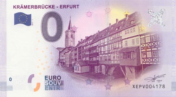 0 Euro Souvenirschein Erfurt